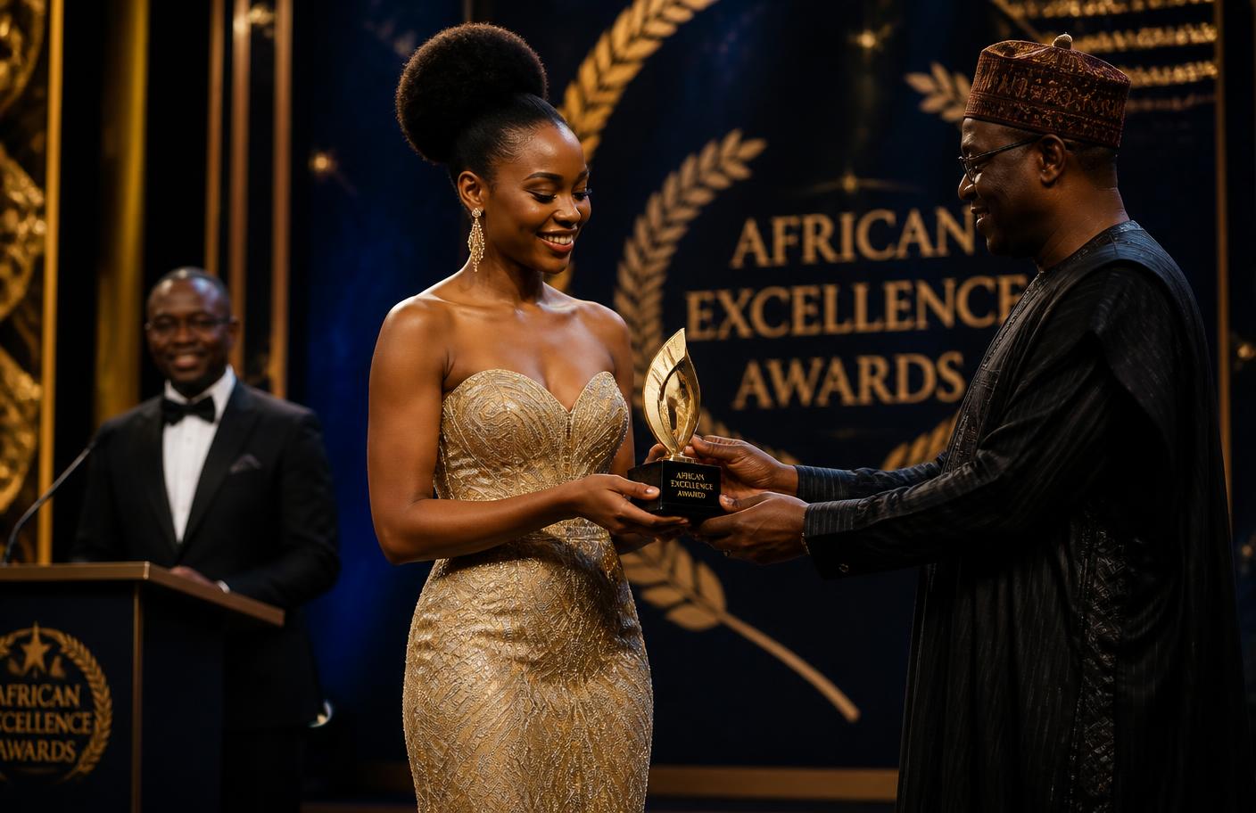 Cérémonie prestigieuse honorant une femme africaine